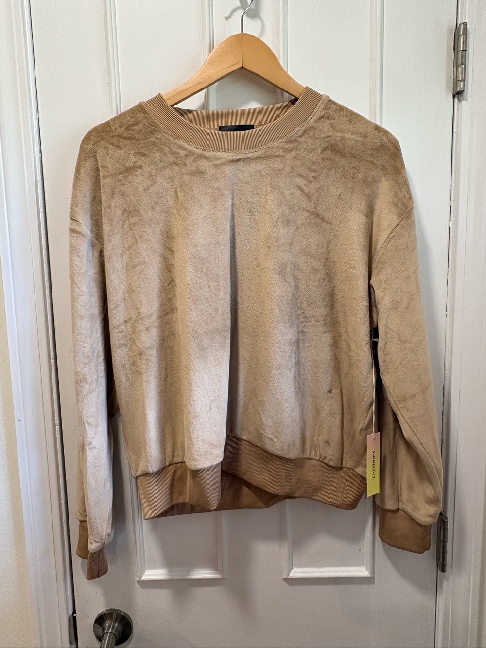 summersalt Tan Suede-Look Crewneck Sweatshirt